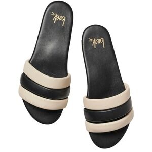 Beek Slide Sandal Black Cream Leather Padded Straps Women 8 Quiet Luxury $230